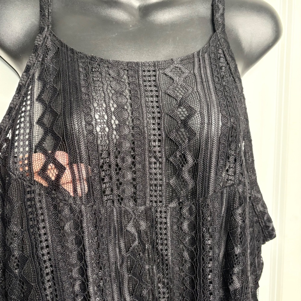 Torrid Lace Dress Women's Black Sleeveless Tiered Ruffle Hem Lined  Plus Size 4 - Picture 5 of 8